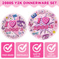 Qyeahkj 100Pcs 2000S Party Supplies Pink Y2K Party Paper Plates And Napkins Disposable 2000S Theme Party Tableware Dinnerware Se