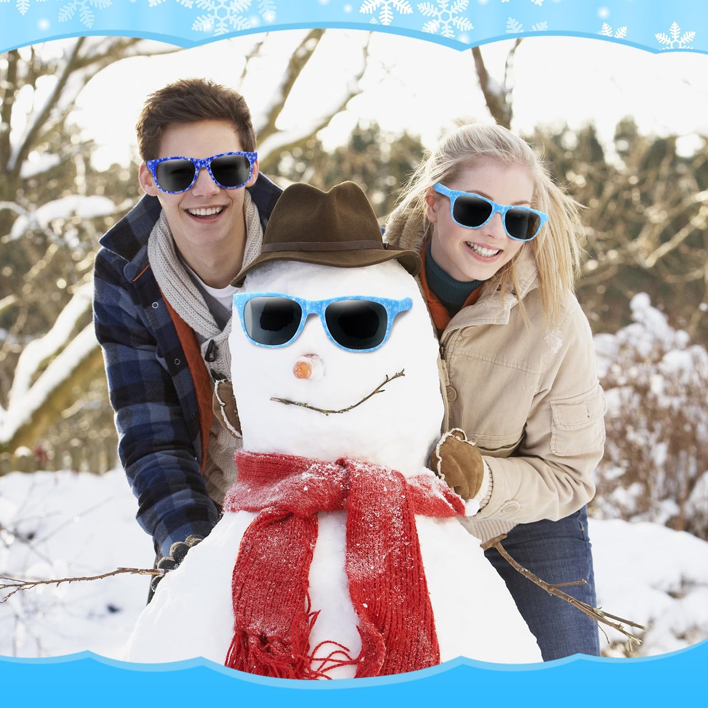 Flutesan 12 Pcs Frozen Themed Birthday Party Decor Winter Snowflake Themed Sunglasses Winter Birthday Party Supplies