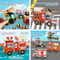 Huzu Emergency Vehicles 3D Puzzle Toy, Rescue Squad Wooden Snap Button Connection Building Blocks For Kids 3-8, Fire Truck Ambul