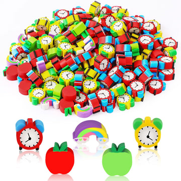 Junebrushs Erasers For Kids, 150Pcs Apples Erasers For Welcome Back To School Gifts Cute Pencil Erasers Mini Erasers For Kids Bulk Classroom Prizes Homework Rewards Party Supplies