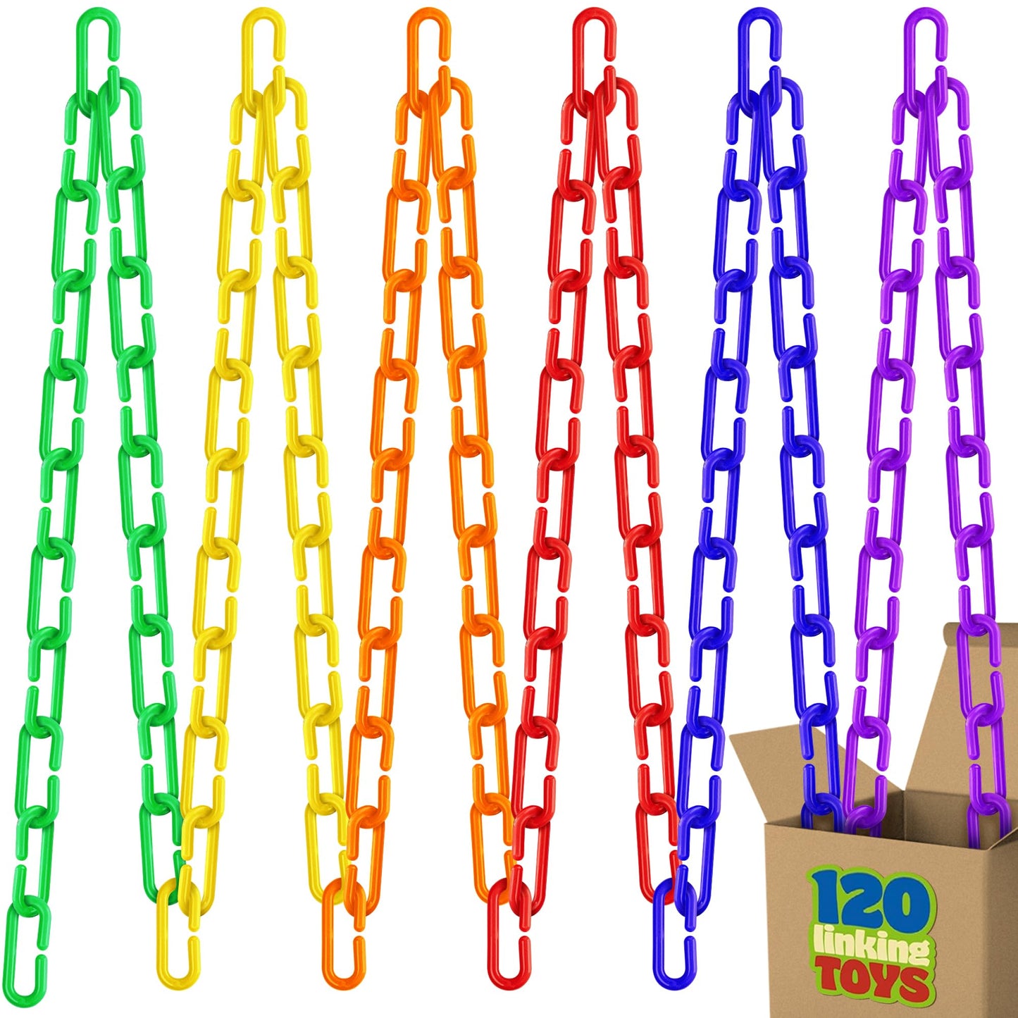 Skoolzy 120 Pcs Plastic Chain Links Rainbow - Math Links For Preschoolers, Math Manipulatives For Early Learning, Perfect For Classroom Activities, Fine Motor Skill Development