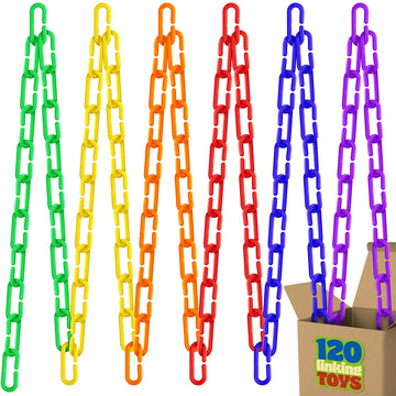 Skoolzy 120 Pcs Plastic Chain Links Rainbow - Math Links For Preschoolers, Math Manipulatives For Early Learning, Perfect For Classroom Activities, Fine Motor Skill Development