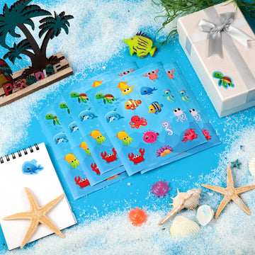480 Pieces Sea Life Shape Stickers For Kids Self Adhesive Octopuses Crabs Turtles Seahorses Jellyfish Whales Cute Waterproof Ocean Animal Stickers For Ocean Theme Party Classroom