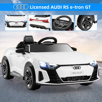 Infans 12V Kids Ride On Car, Licensed Audi Rs E-Tron Gt Electric Vehicle With Remote Control, Toddlers Battery Powered Toy With 4 Wheels Suspension, Led Headlight, Music, Mp3, Usb, Tf Port (White)
