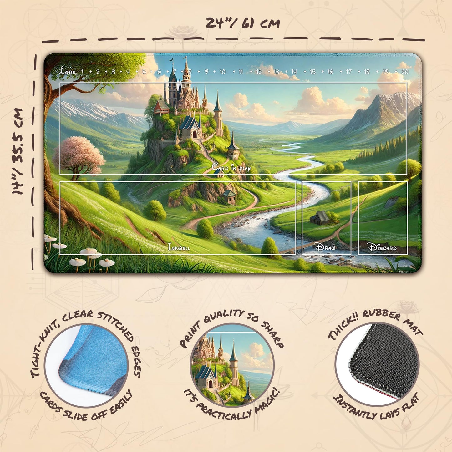 Wizcraft Gaming Paramint Lorcana Green Africa Savannah (Stitched)- Lorcana Playmat - Lorcana Mat, Lorcana Game Mat - Non-Slip Ru