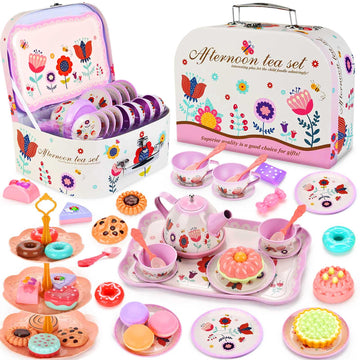 Lajeje Tea Set for Little Girls, Birthday Gift for Age 3 4 5 6 Year Old, Toddler Toys Tea Party Set for Little Girls, Princess K