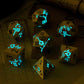 Glow in The Dark Flower Metal Dice, DNDND 7 PCS Blue Metallic D&D Dice Set with Grogeous Gift Case for Dungeons and Dragon Table