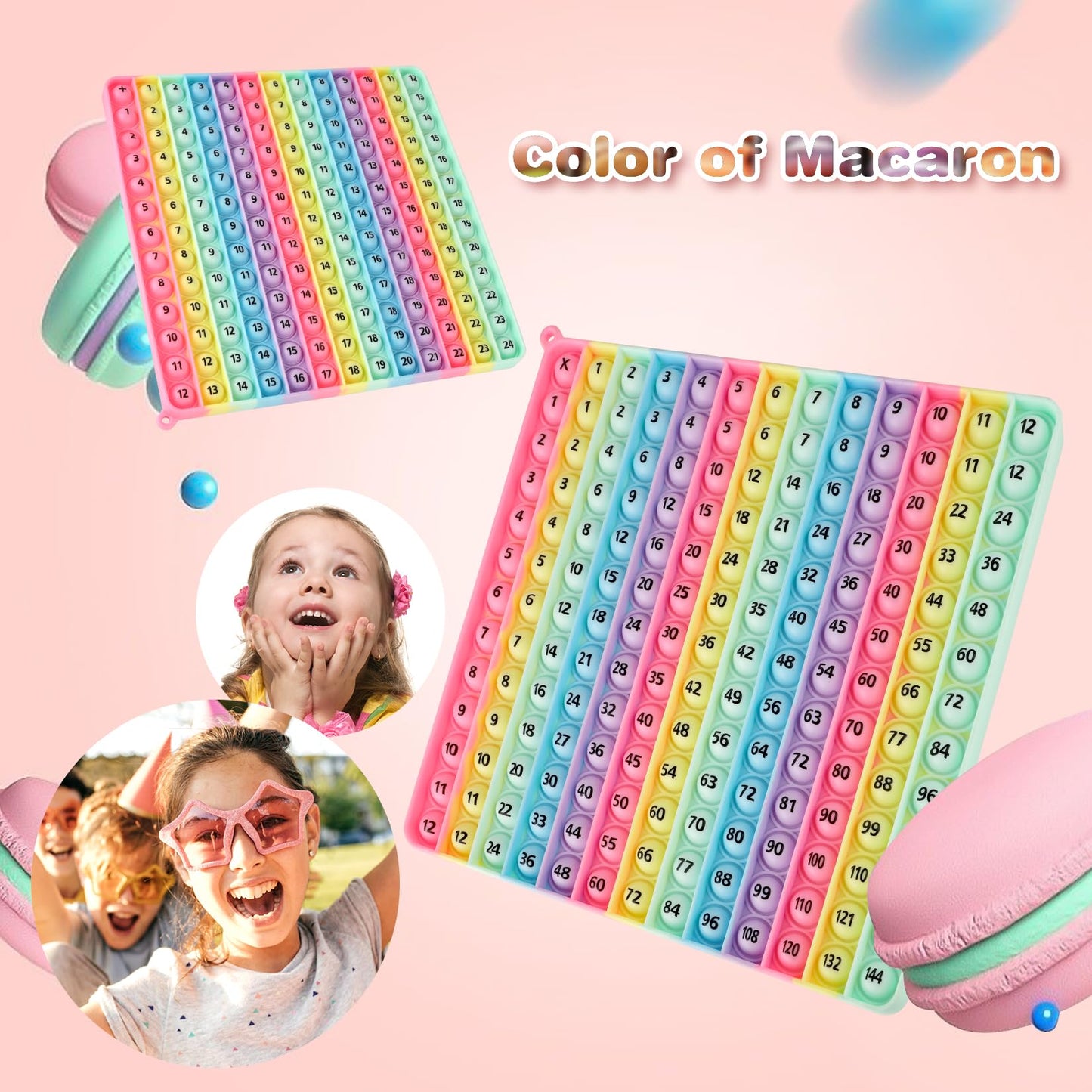 Ak-Ship Multiplication Game Table And Addition Numbers Flash Cards Doubled Side Macaron Pop Fidget Math Toys, Create Various Mat