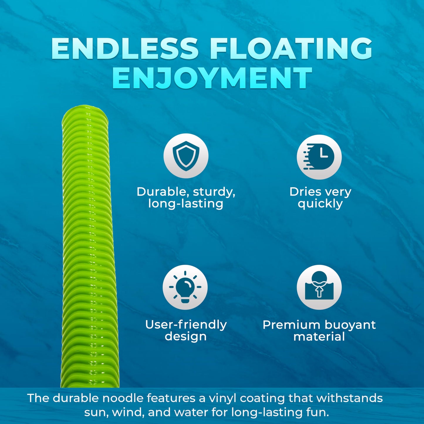 VOS Mega Foam Pool Wavy Noodle  enhanced & Big  Super Soft Pool Noodle for Swimming and Floating  Pool Floats  Lake Floats for mature-themeds  Single Pack (Botanical Green)