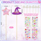 Juexica 12 Pcs Fairy Wands Kit Including 6 Unfinished Wood Star Wands, 6 Witch Hat Sticks and 4 Sheets Gem Stickers for Witch an