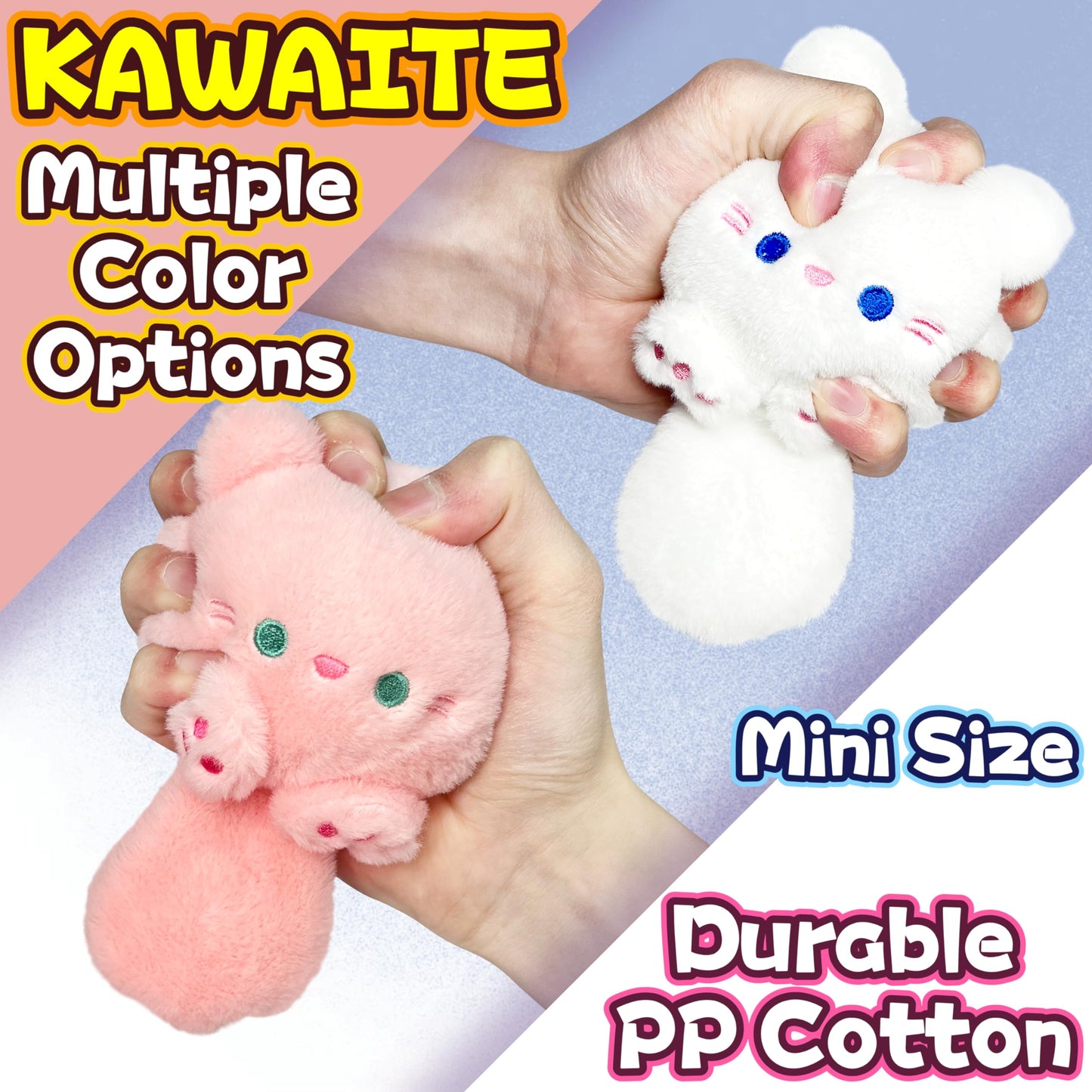 White Cat Stuffed Animals, Kawaii Cat Plushies For Girls And Boys, Soft Cats Mini Plush Toy Keychain, Fun Cuddly Plush Toys For