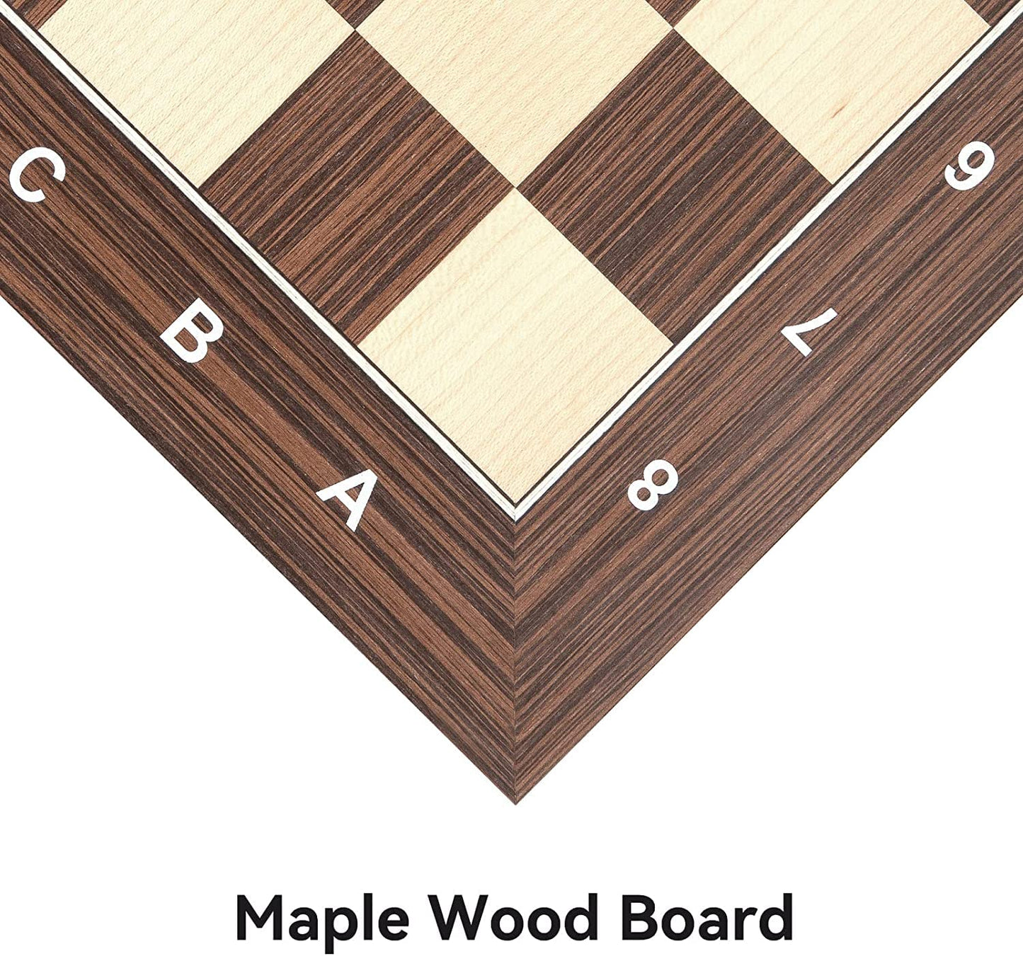 Woodronic 16' Chess Board, Cassia Siamea And Maple Wooden Tournament Chessboard With 1.6' Squares, Ideal Gifts For Professional Chess Players