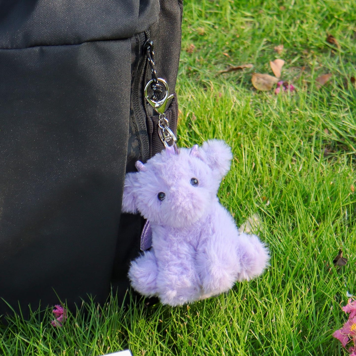 Apricot Lamb Plush Purple Dragon Dinosaur Keychain - Soft Stuffed Animal for Bags, 4.3 Inches