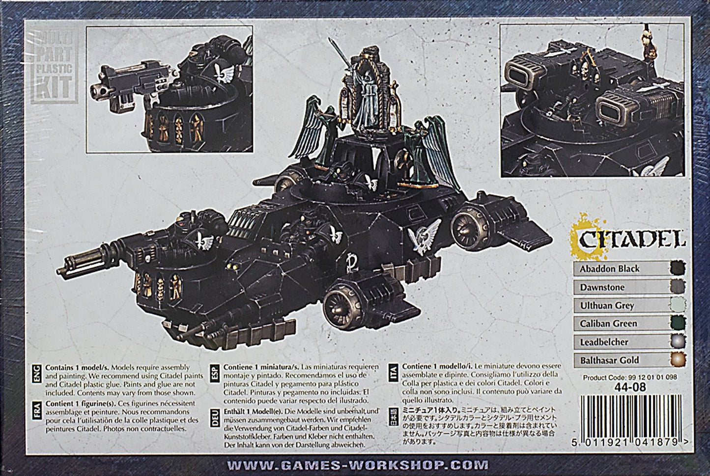 Games Workshop Warhammer 40k Dark Angels Land Speeder Vengeance Model 99120101098 Black Cardboard