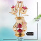 Matashi Valentine'S Day Gift For Women, Mom - Flower Bouquet Vase With Decorative Butterfly 24K Gold Plated Red Crystal Tabletop Ornament For Her, Wife, Daughter, Grandma