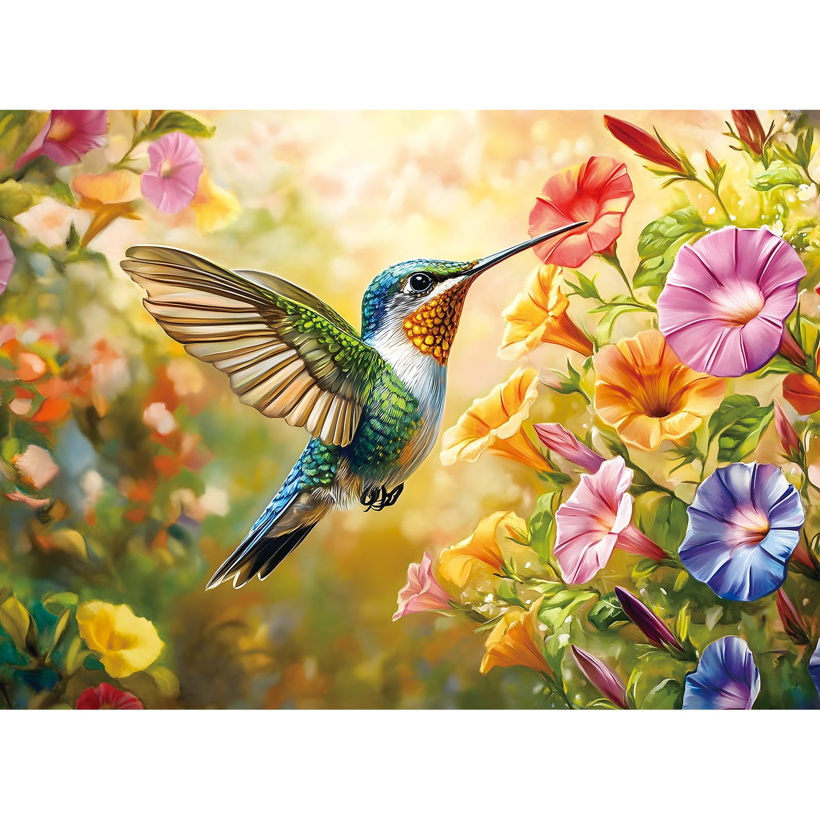 500 Piece Puzzle for mature-themeds  Right Facing Hummingbird Jigsaw Puzzle  Nature Floral Puzzles for mature-themeds and Teens  Relaxing Bird Puzzle Gift  20.5 x 15 in