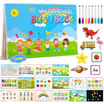 Preschool Learning Activities, Montessori 32 Thems Busy Book For Toddlers Ages 2-6, Education Toys For Kids, Alphabet Learning T