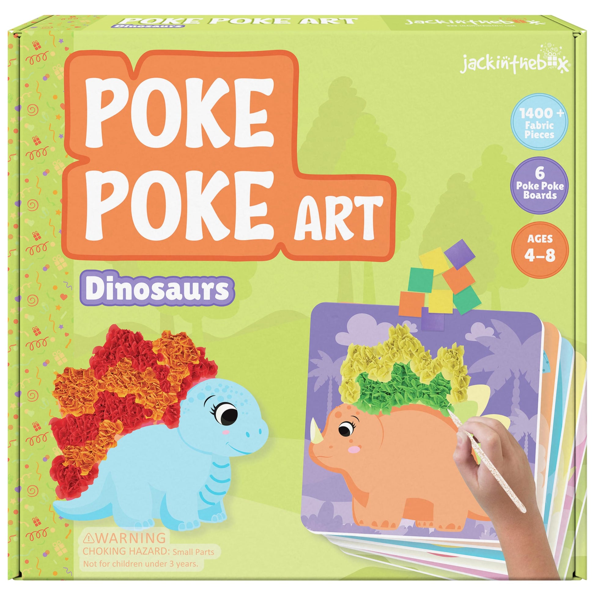 jackinthebox Poke Poke Art - Dinosaurs Theme, Mess-Free Fabric Art and Craft, Flower Pressing Kits, Gift for Kids, Toys for Girl