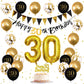 Jobkoo 30Th Birthday Decorations For Him, Black Golden 30Th Birthday Party Decor Men Women Happy 30Th Birthday Balloons Black 30