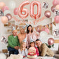 60Th Birthday Decorations Retro Pink Rose Gold,60Th Birthday Balloons,Happy 60Th Birthday Banner With Cake Toppers Rose Gold Num