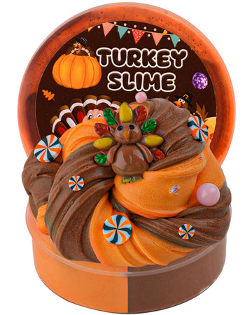 Turkey Orange & Brown Butter Slime, Super Soft And Non-Sticky Premade Slime, Slime Party Favors For Kids, Sensory Toys Girls Gif
