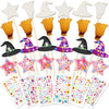 Juexica 24 Pcs Halloween Fairy Wands Kit Including 24 Unfinished Wood Pumpkin Wands and 6 Sheets Gem Stickers for Witch and Prin