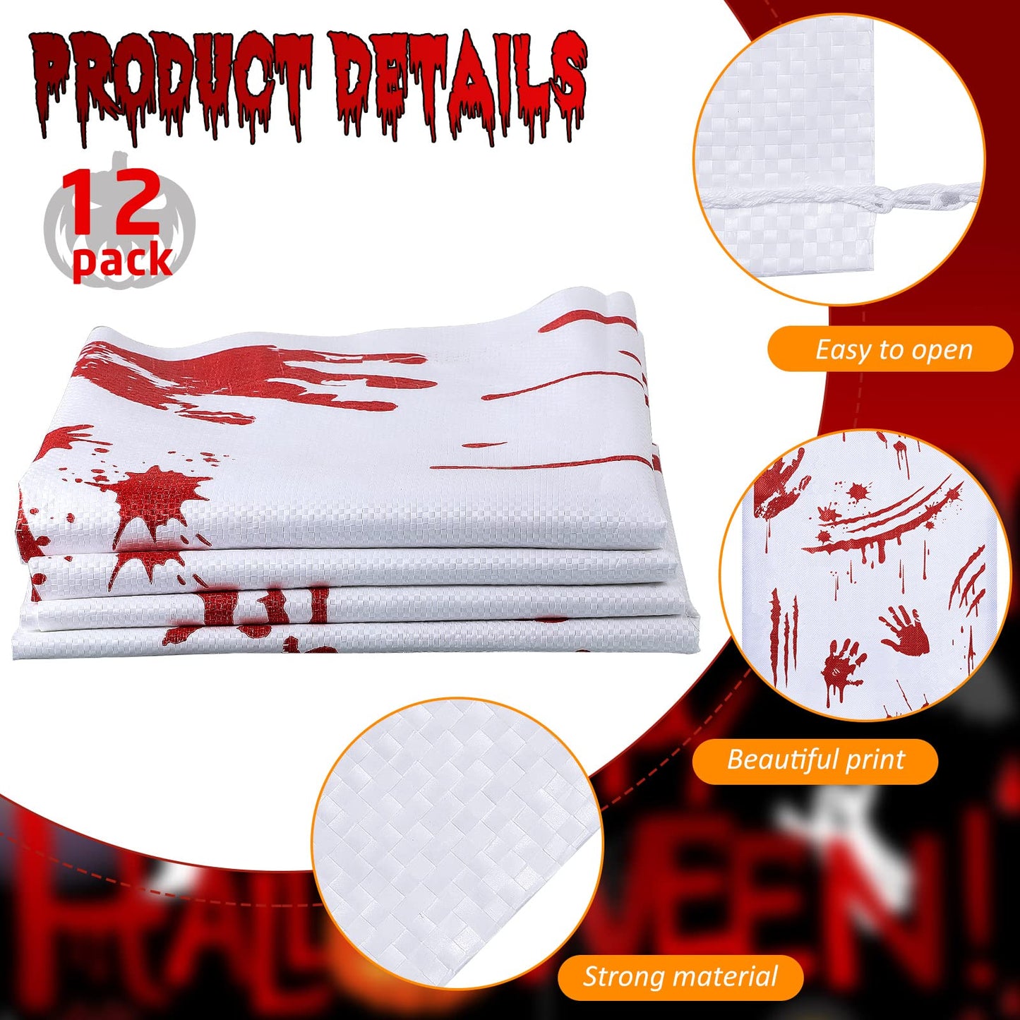 12 Pack Halloween Potato Sack Race Bags Kids Halloween Outdoor Games for Adults and Family 40 x 20 Inches Relay Race Games Party