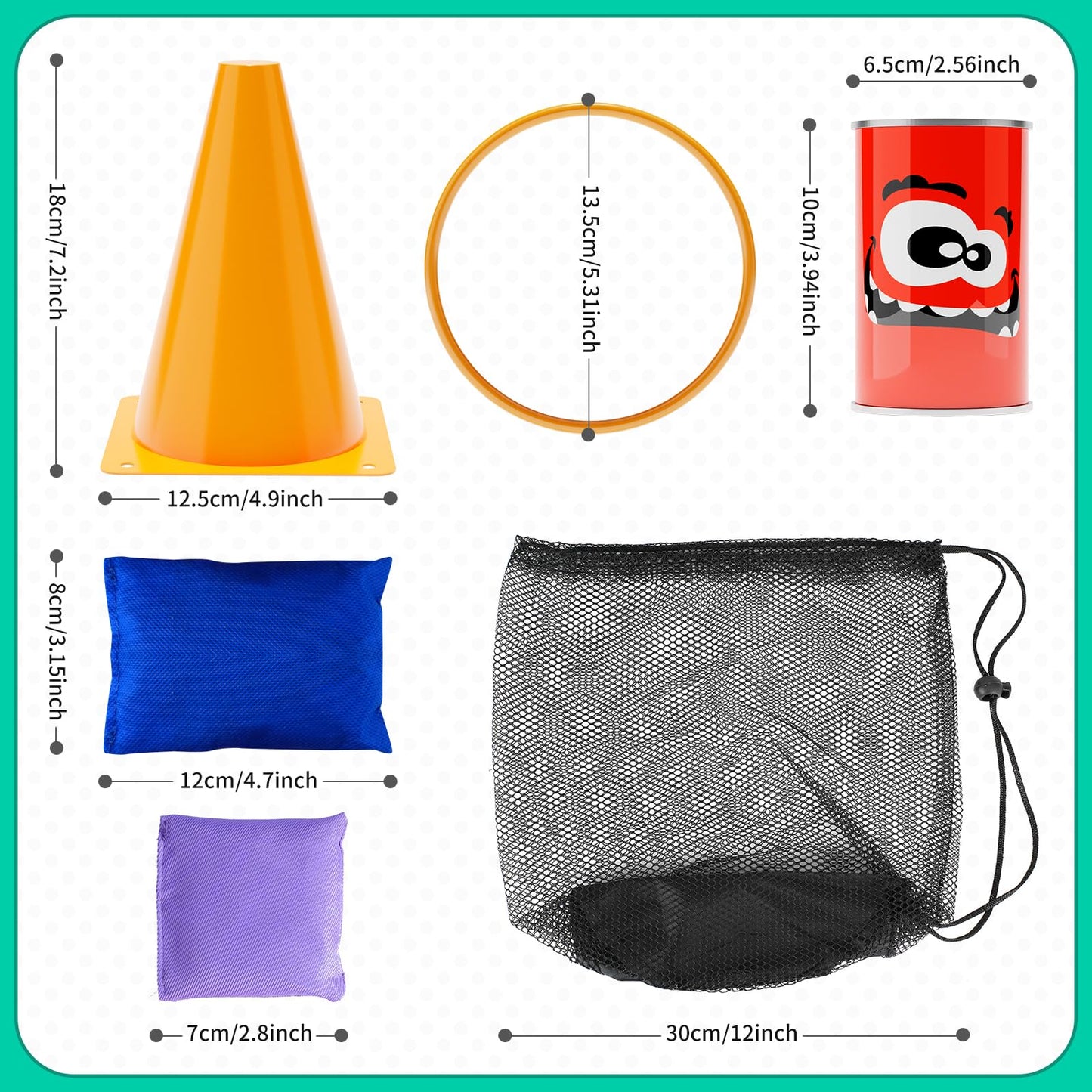 58Pcs Carnival Games Combo Set, Dart Board Games Knock Down Can Games Bean Bag Toss Game Party Games Indoor Outdoor Birthday Par