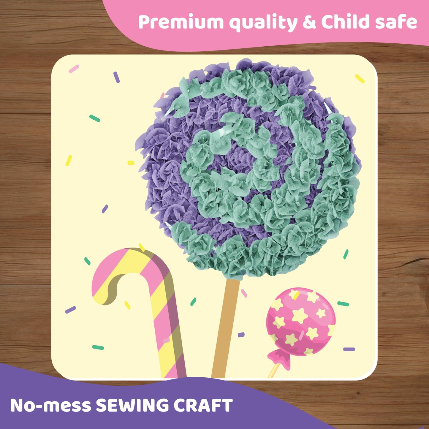 jackinthebox Poke Poke Art for Kids - Candyland Theme, Mess-Free Fabric Art and Craft, Flower Pressing Kits, Gift for Kids, Girl