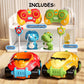 Jovow Dinosaur Remote Control Car for Toddlers,Two Dinosaur Toys Vehicles with LED Lights & Music,Electric RC Cars Toys for Boys