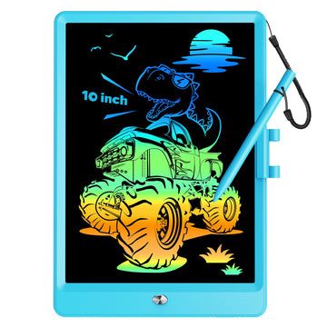 Kokodi 10 Inch Lcd Writing Tablet With Anti-Lost Stylus, Erasable Doodle Board Colorful Toddler Drawing Pad, Car Travel School Games Toys For 3 4 5 6 7 8 Kids, Birthday Gift For Girls Boys Adults Blue