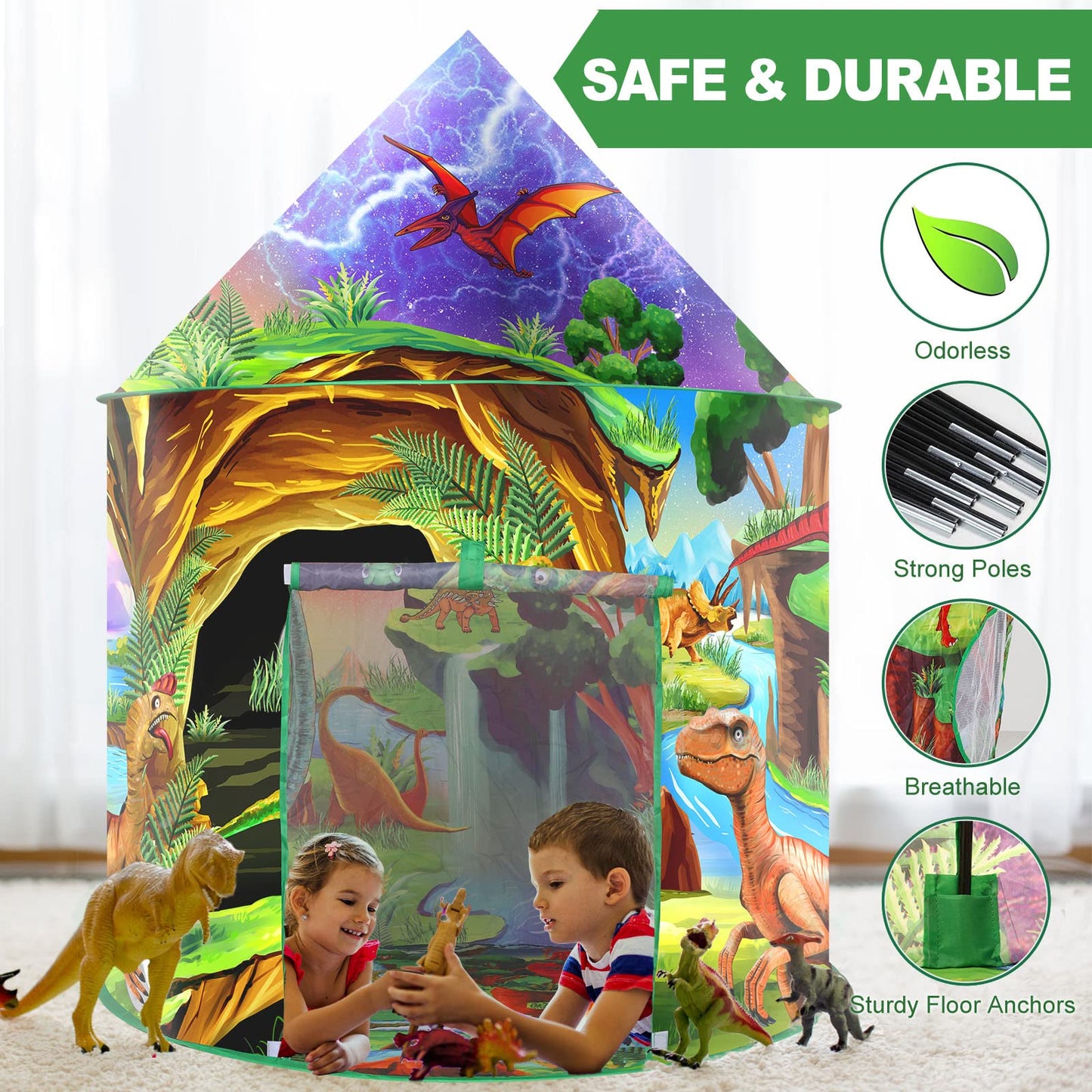 Willingheart Dinosaur Kids Play Tent Boys Girls Indoor Outdoor Pop Up Tents Foldable Toddler Baby Playhouse Child Playroom Children'S Pretend Party Toy Fort House Birthday Gift Camping Games Supplies