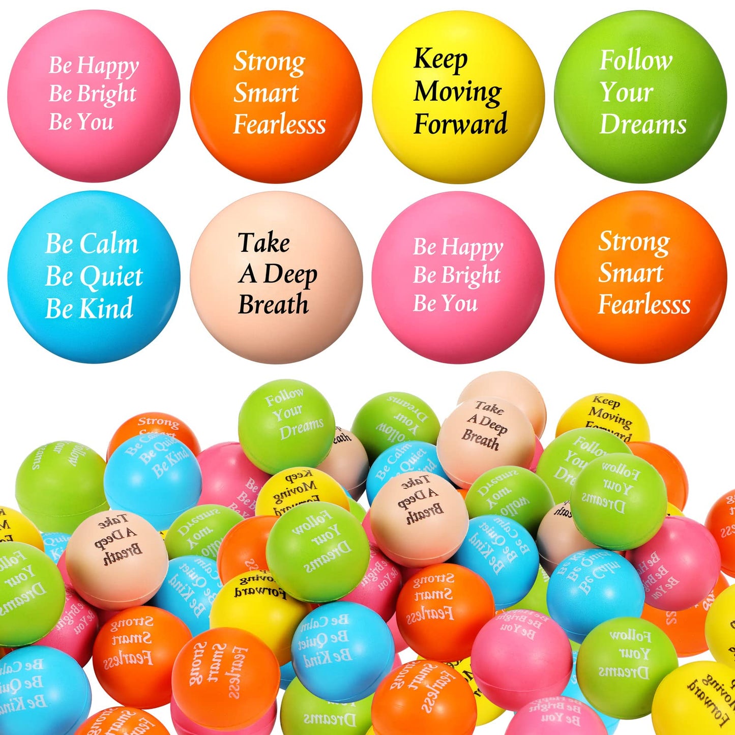 60 Pcs Motivational Stress Balls Quotes Inspirational Funny Colorful Foam Balls Hand Exercise Stress Relief Gifts For Office Small Anxiety Balls For Relief Motivating Encouraging Supply