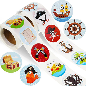 1000 Pieces Pirate Stickers Fun Pirate Themed Stickers Assorted Pirate Roll Stickers Pirate Wall Decals Pirate Birthday Party Fa