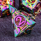 Kerwellsi 7Pcs Polyhedral Metal Dnd Dice Set D&D With Gift Box, Rainbow Red Nature Vines Leaf Dungeons And Dragons Role Playing