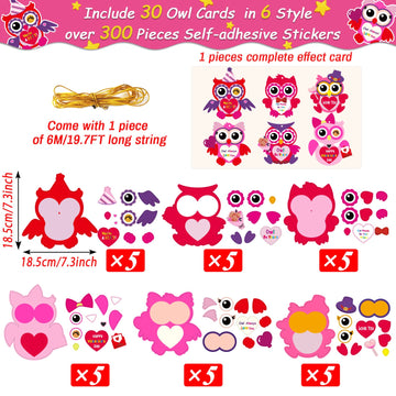 Chiazllta 30 Pcs Valentine'S Day Craft Kits Diy Owl Craft For Kids Valentine'S Heart Craft Make Your Own Owl Bulk Set For Home C