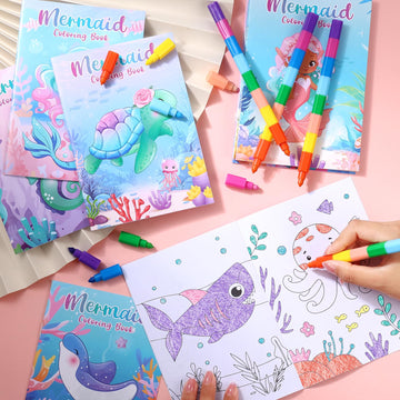 Benlouis 24 Mermaid Mini Coloring Books For Kids Little Mermaid Theme Party Favors Small Activity Books In Bulk For Kids Mermaid