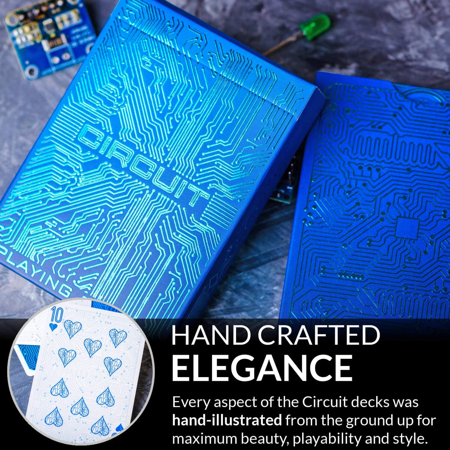 Circuit Ice Blue Playing Cards with Free Card Game eBook  Creative Deck of Cards  enhanced Card Deck  Cool game-style Cards  Unique Bright Colors for Kids & mature-themeds  Computer Themed  Black Playing Cards