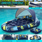 Sunikko X 3-In-1 Pool Floats Lounge, Inflatable Pool Floats For Adults With Canopy And Cup Holder, Flower Star Style