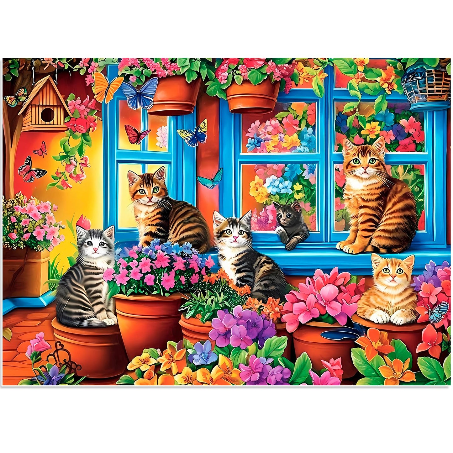 Jigsaw Puzzles for mature-themeds 300 Pieces  Flower Cat Puzzle 300 Pieces for mature-themed Interlock Perfectly No Dust  Challenging Puzzles Home Decor Birthday Gift Toy for Men Women Kids Seniors (20.5x15)