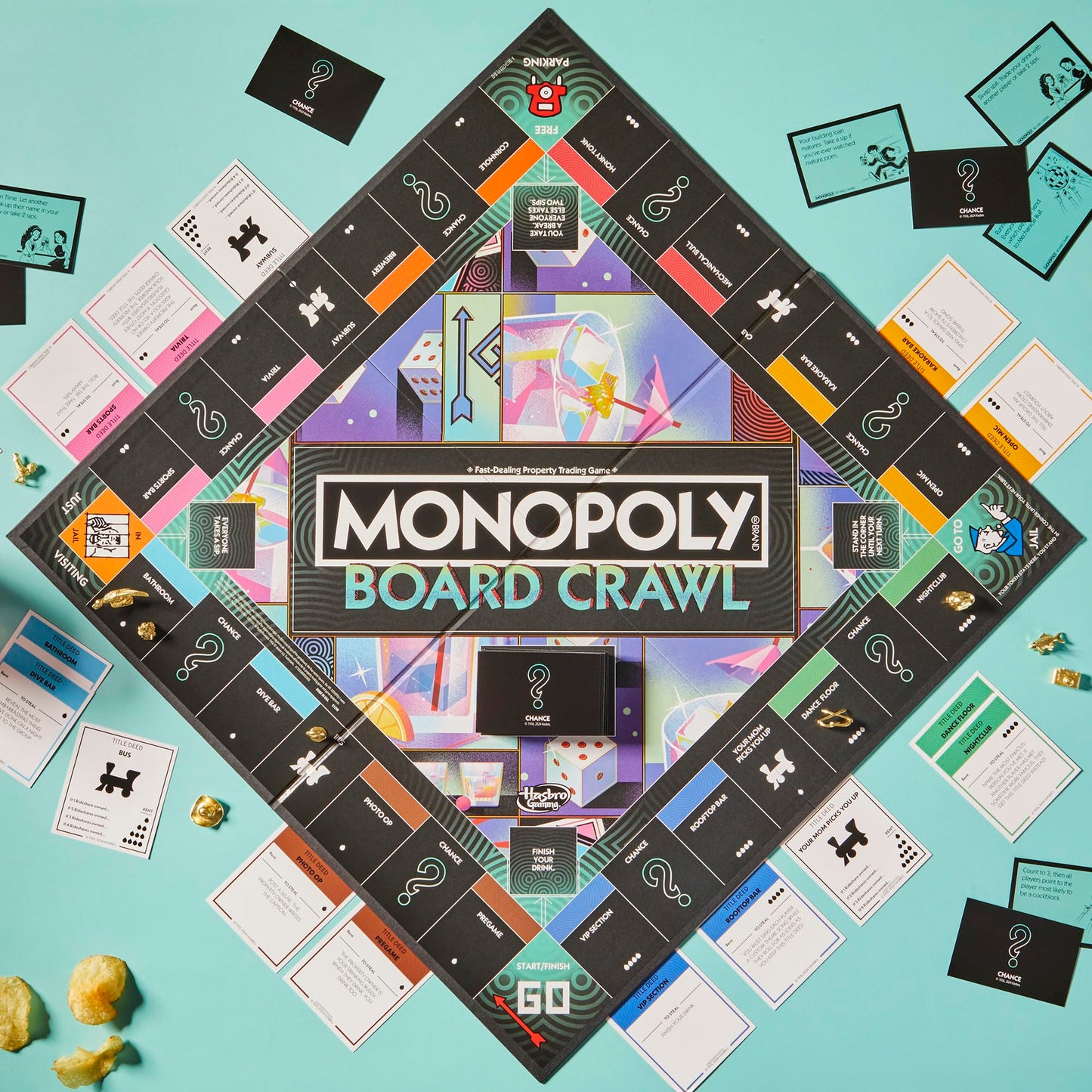 Hasbro Gaming Monopoly Board Crawl Game | Official Drinking Game for Adults | 2-10 Players | Hilarious Party Game | Ages 21+
