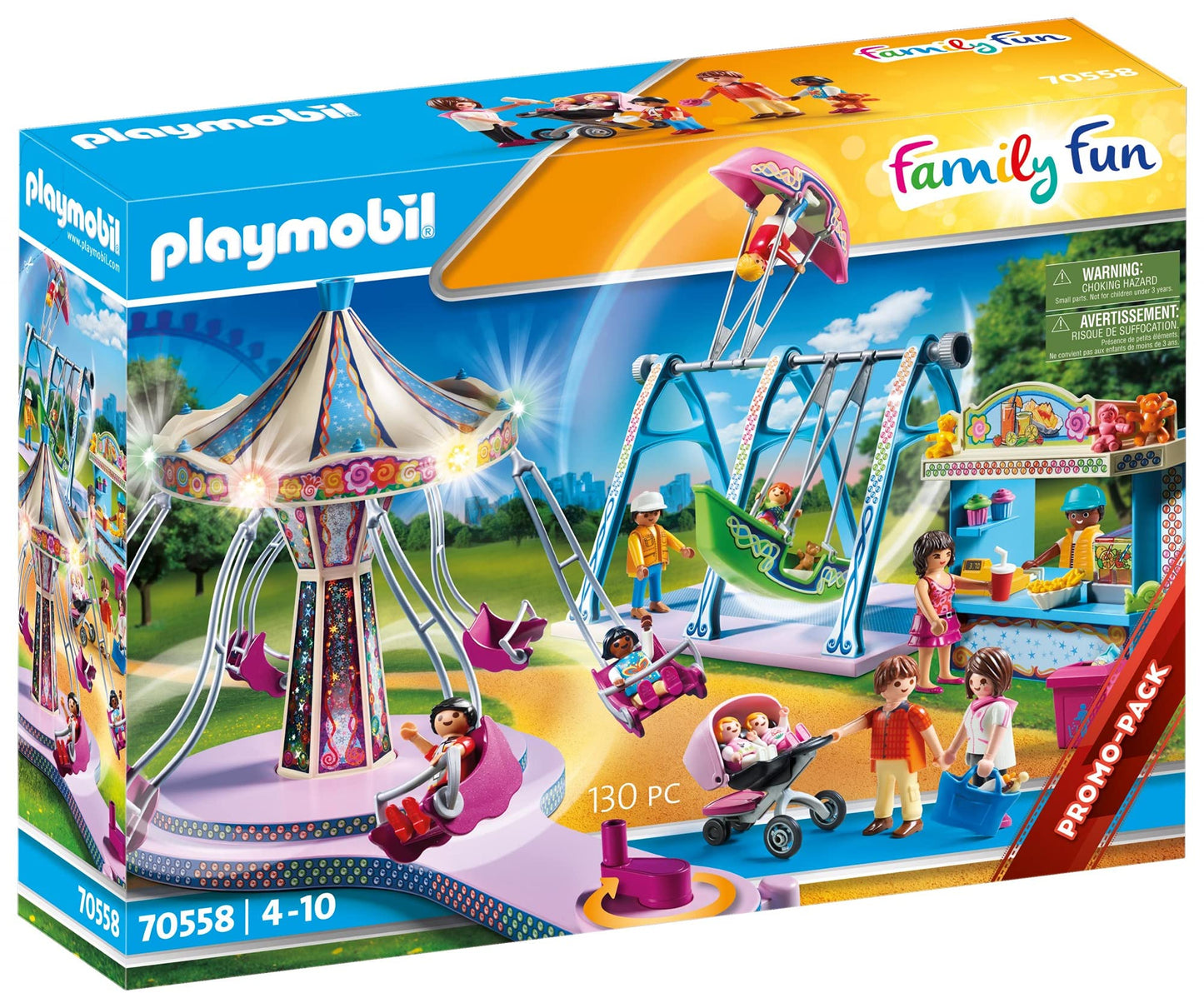 Playmobil Large County Fair Playset, Multicolor, Plastic, 51.5 x 38.5 x 12.5 cm, Model 70558