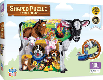 Masterpieces 100 Piece Shaped Jigsaw Puzzle For Kids - Farm Friends - 14''X19''