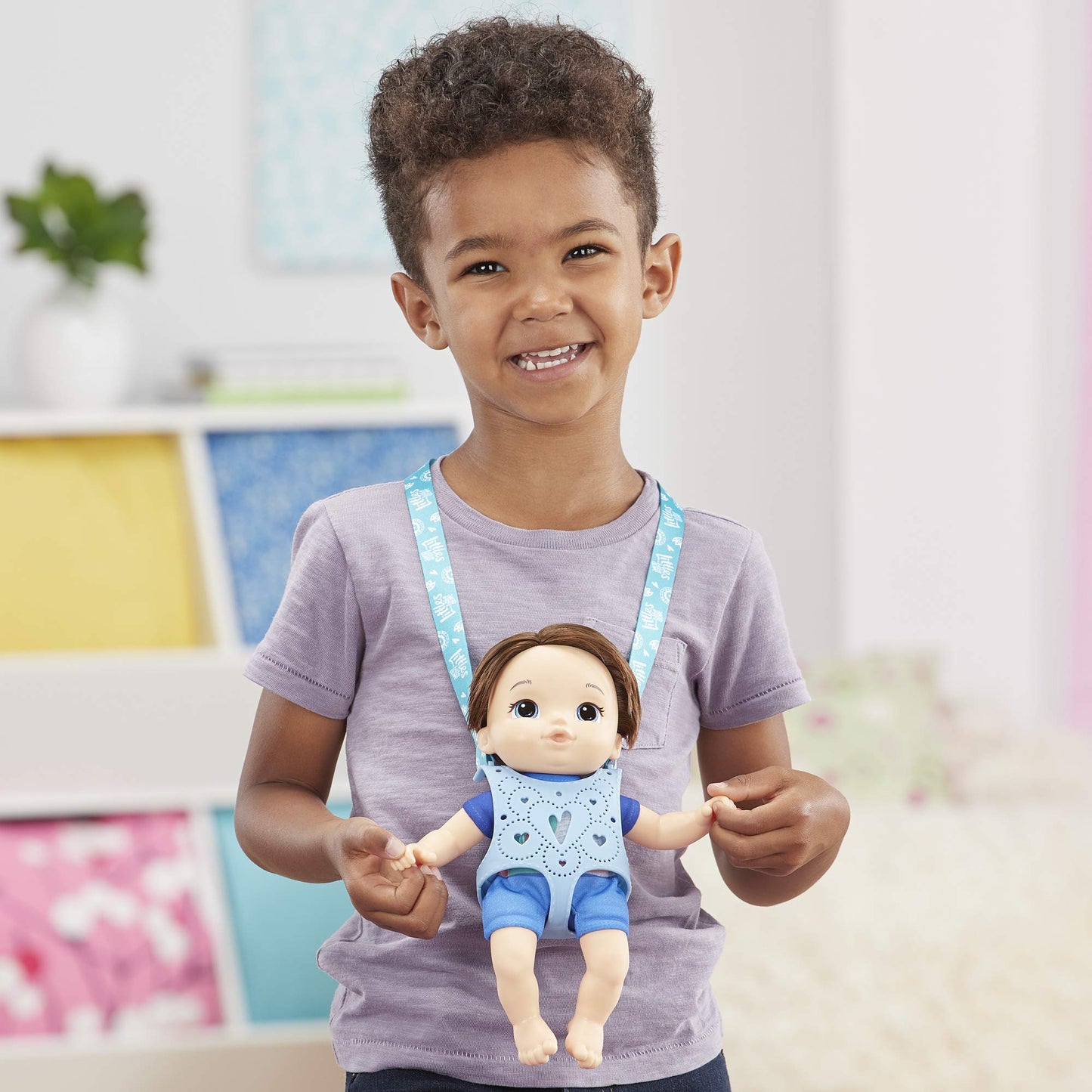 Baby Alive Littles Carry ‘N Go Squad Boy Doll - Matteo, 9" Brown Hair with Carrier & Accessories, Ideal for Kids 3 Years & Up