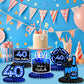 Happy 40th Birthday Honeycomb Centerpieces 9Pcs Stylish Sophisticated Blue Neon Theme Table Decor for Boys Girls Birthday Party