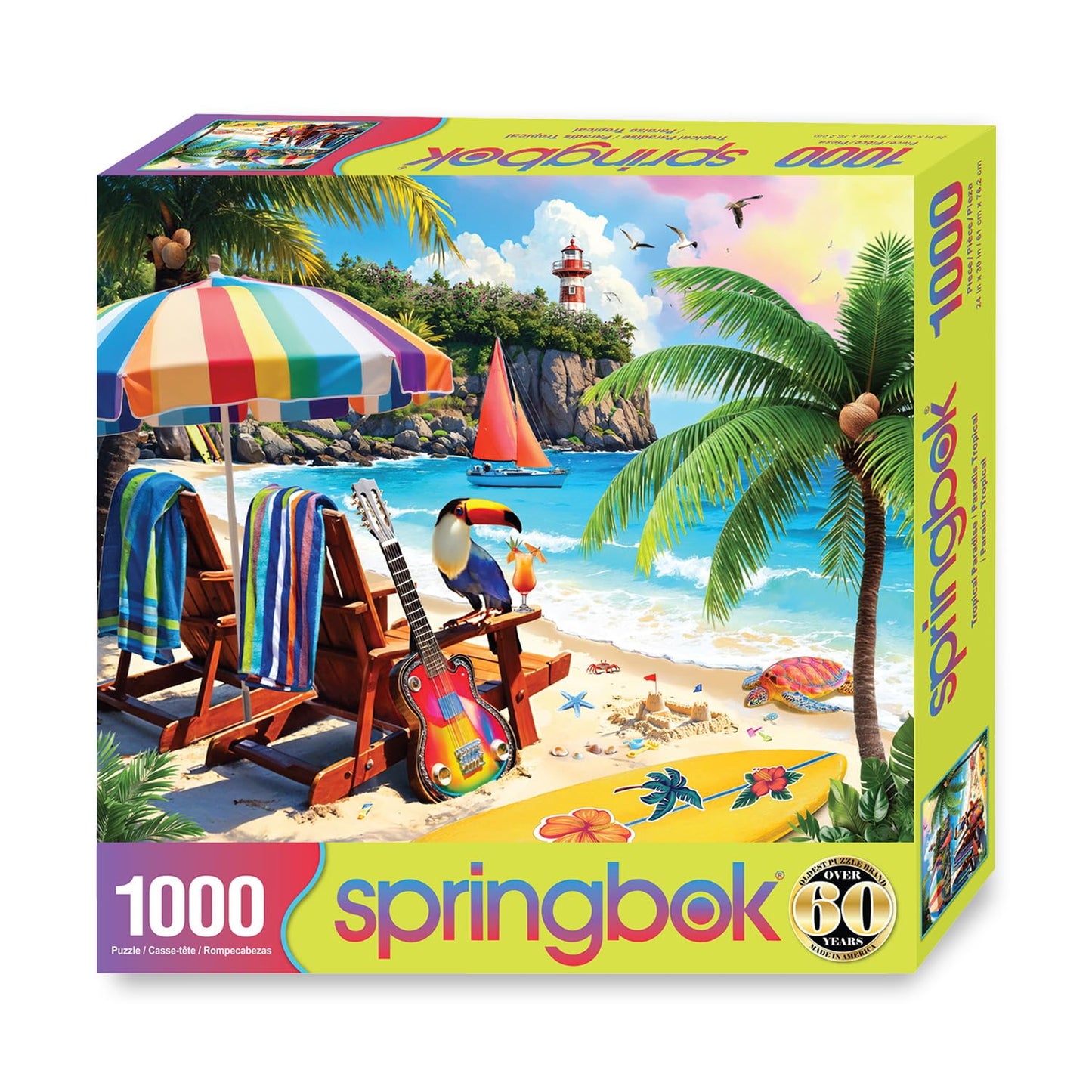 Springbok Tropical Paradise 1000 Piece Jigsaw Puzzle - Escape to a Tropical Paradise with This Colorful Beachside Image