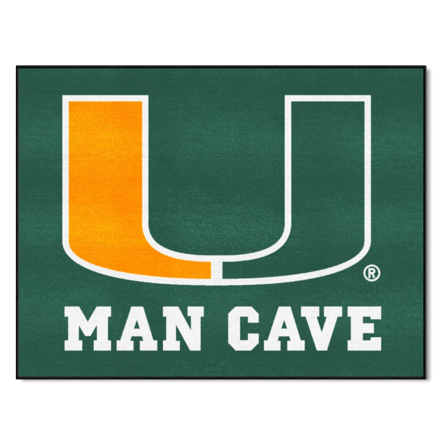 FANMATS 14665 University of Miami All-Star Mat - Man Cave | Green | 33.75x42.5 | U Primary Logo