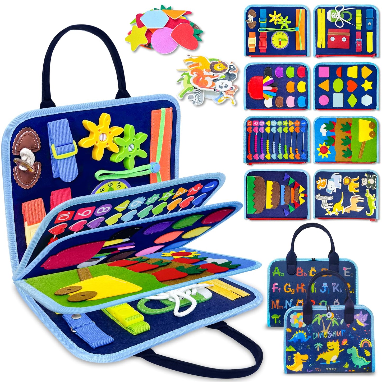 Exorany Busy Board Montessori Toys For 1 2 3 4 Year Old Boy Birthday Gifts, Busy Book Sensory Learning Toys For Toddlers 1-3 2-4, Toddler Boy Travel Educational Activities