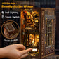 Vaki Vaki Book Nook Kit with Dust Cover & LED Light, DIY Miniature House Kit for Birthday, 3D Wooden Bookends Puzzle, Bookshelf