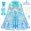 Meland Princess Dress Up for Girls 3-8  11Pcs Mermaid Cape with Crown  Dress Up Clothes Birthday Gift Toys for Girls Toddlers